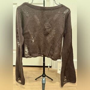 ROMWE Chocolate Brown Knit Sweater